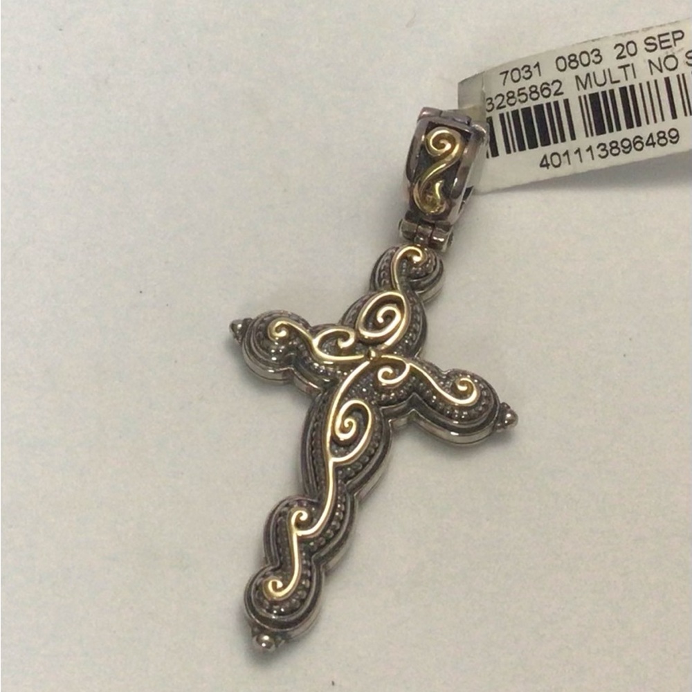 Authentic Konstantino Sterling Silver and 18K Gold Cross Pendant NWT